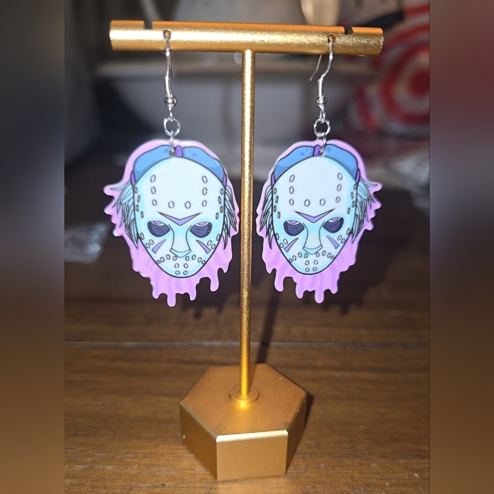 Acrylic Pastel Jason Vorhees Earrings 🔪🩷